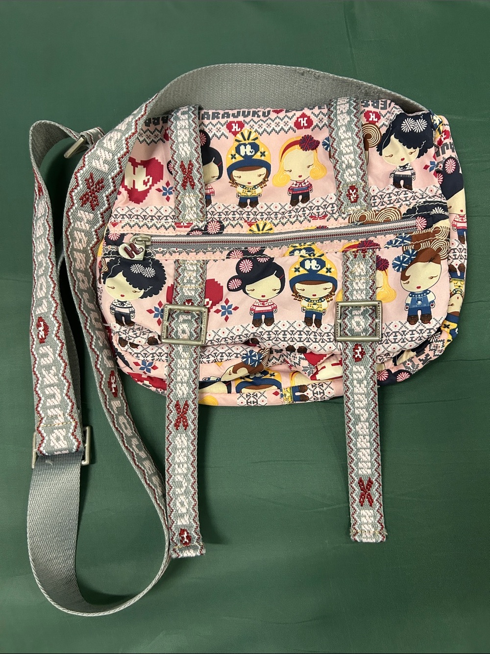 HARAJUKU LOVERS Pink Patterned Crossbody Bag with Cute Character Print